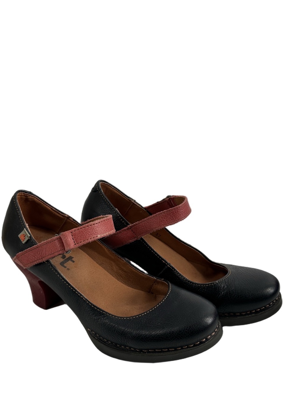The Art Company Black Leather Mary Jane Pumps artsy eccentric whimsy sz 7